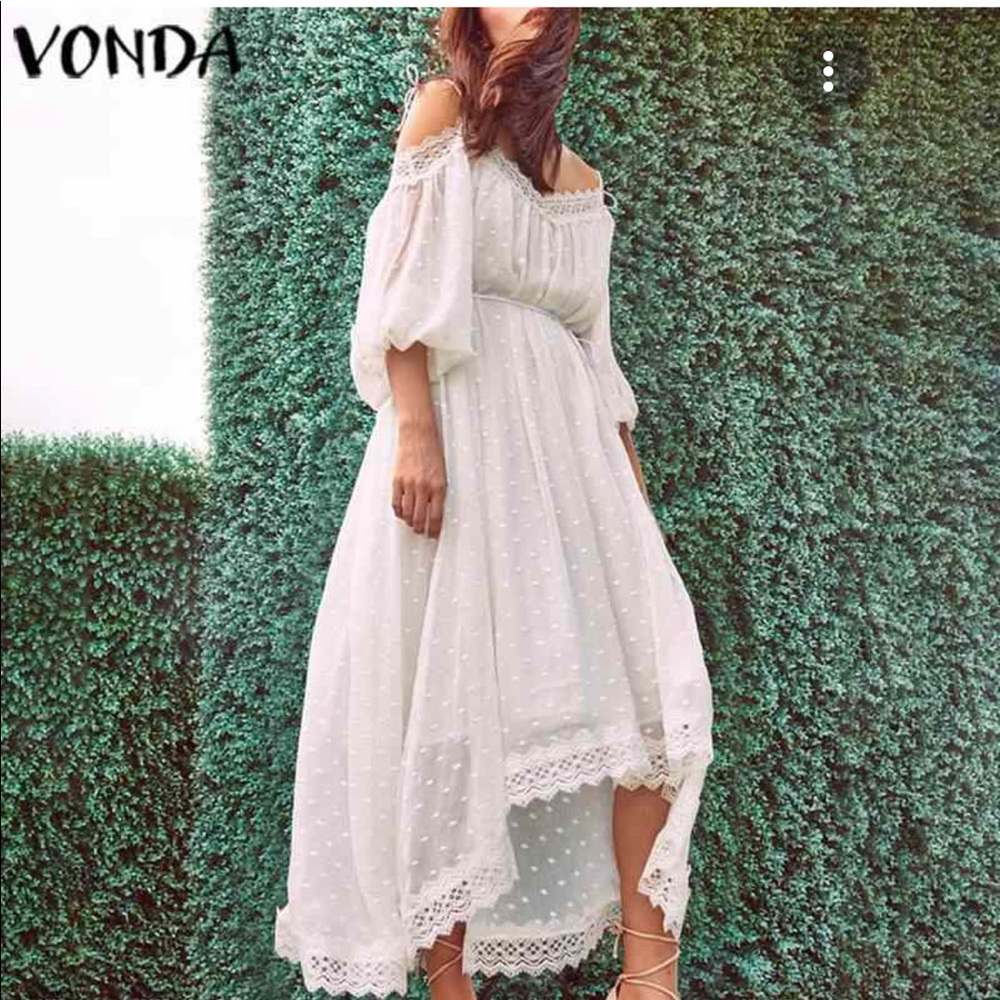 White dot silk dress